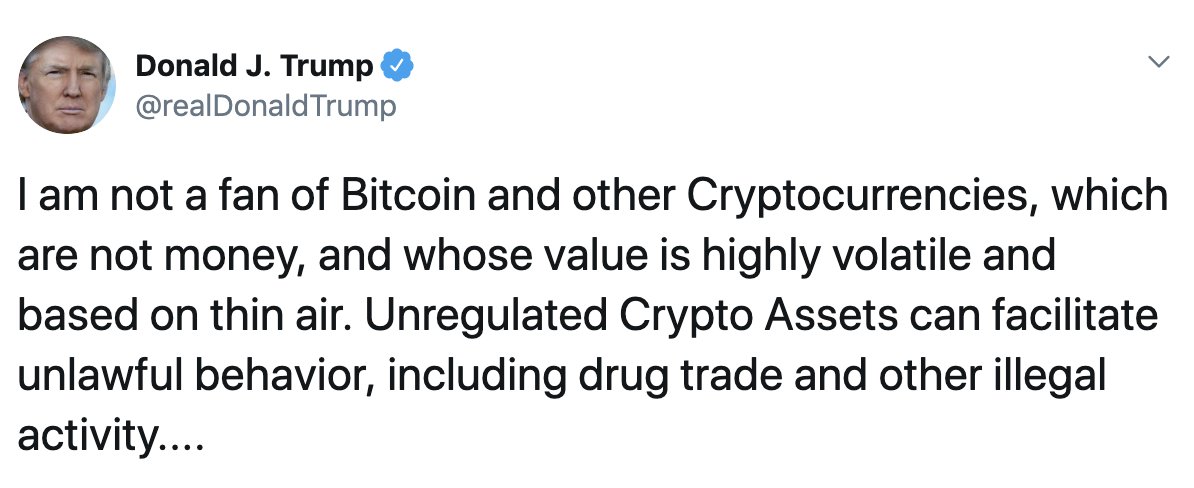 US-Präsident Donald Trump twittert über Bitcoin und Facebook Libra