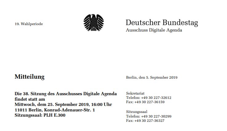 Deutscher Bundestag zum Thema Digitale Währungen