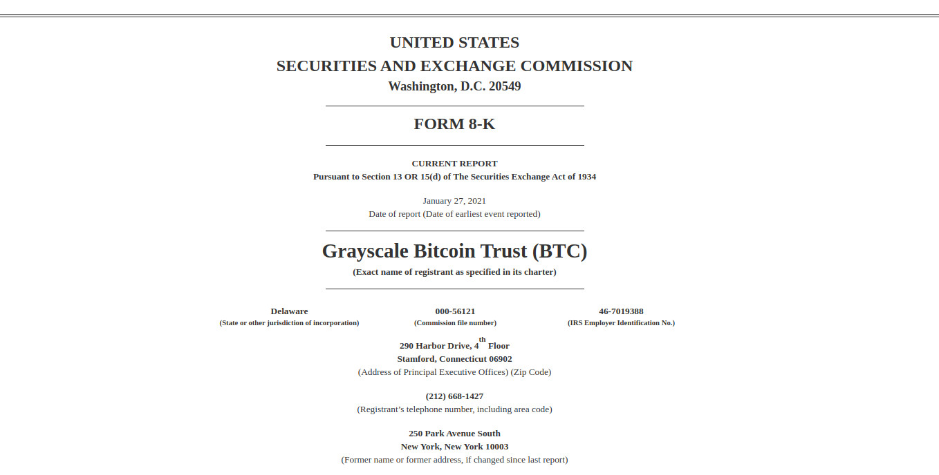 Der grösste Vermögensverwalter der Welt, Grayscale, deckt sich mit weiteren 7'756 Bitcoins ein. Das geht aus einem Dokument der SEC hervor.
