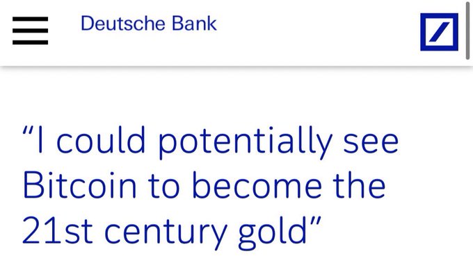 Deutsche Bank: Bitcoin hat das Potential, zum Gold des 21. Jahrhunderts zu werden.