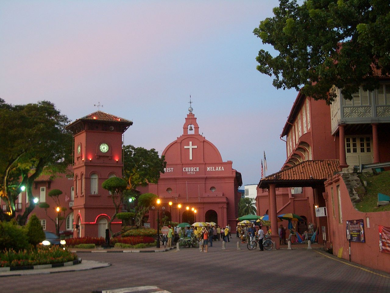 A view of Dutch square in Melaka, with Christ Church in the center.